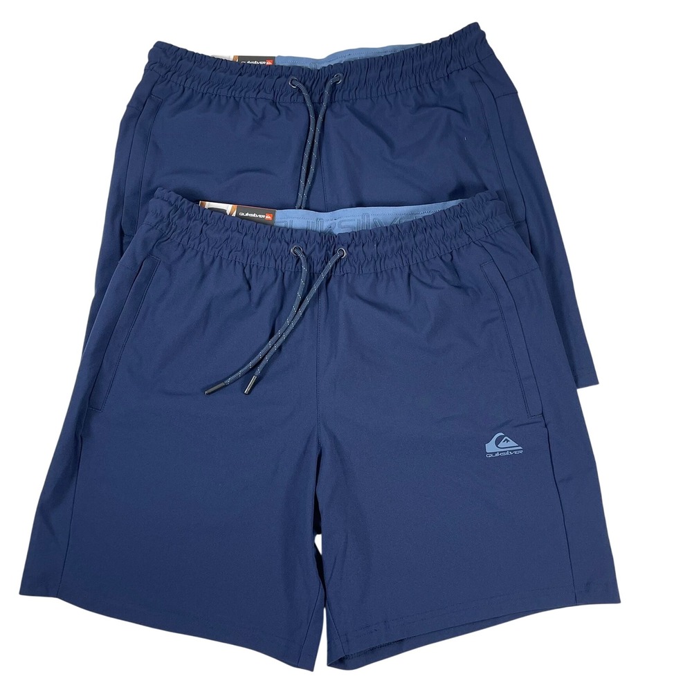 2 Pair Quiksilver Mens DryFlight Performance Shorts Medium Blue 7 Inch Inseam